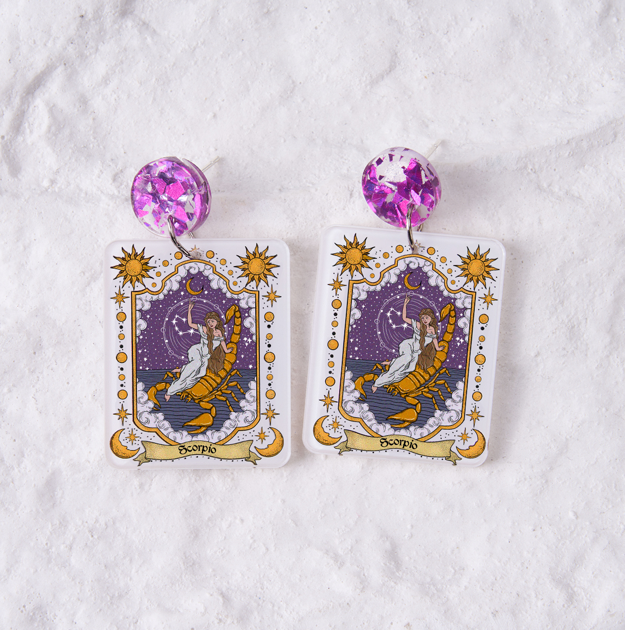 Purplehecate Scorpio Zodiac Acrylic Earrings
