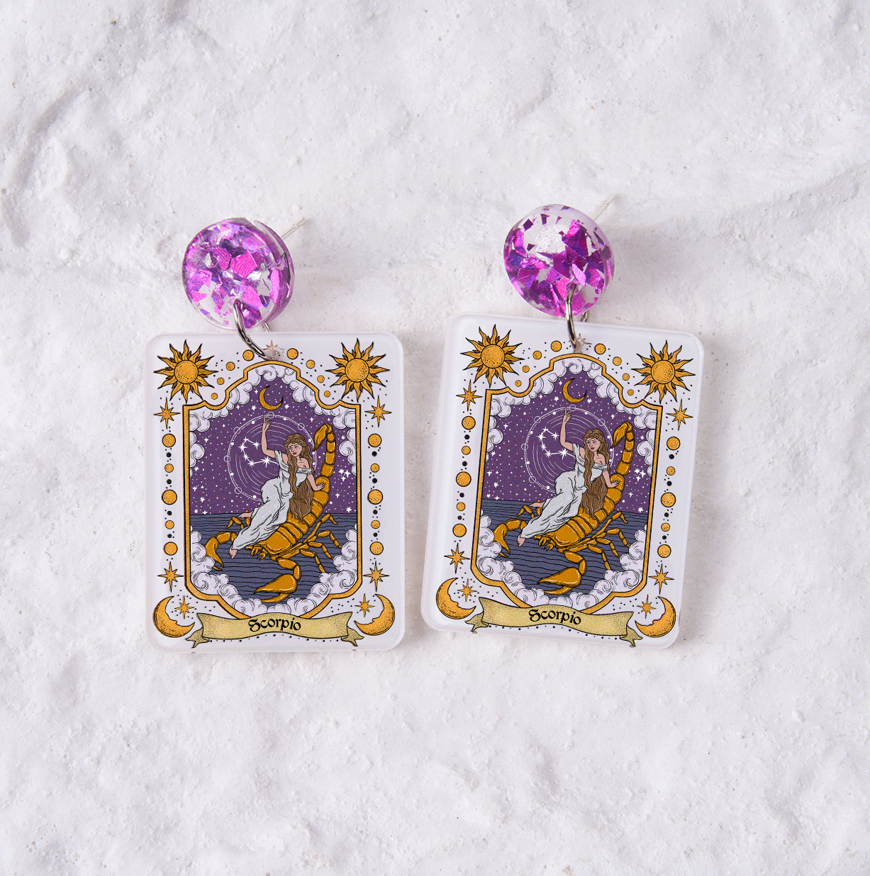 Magic Purplehecate Scorpio Zodiac Acrylic Earrings