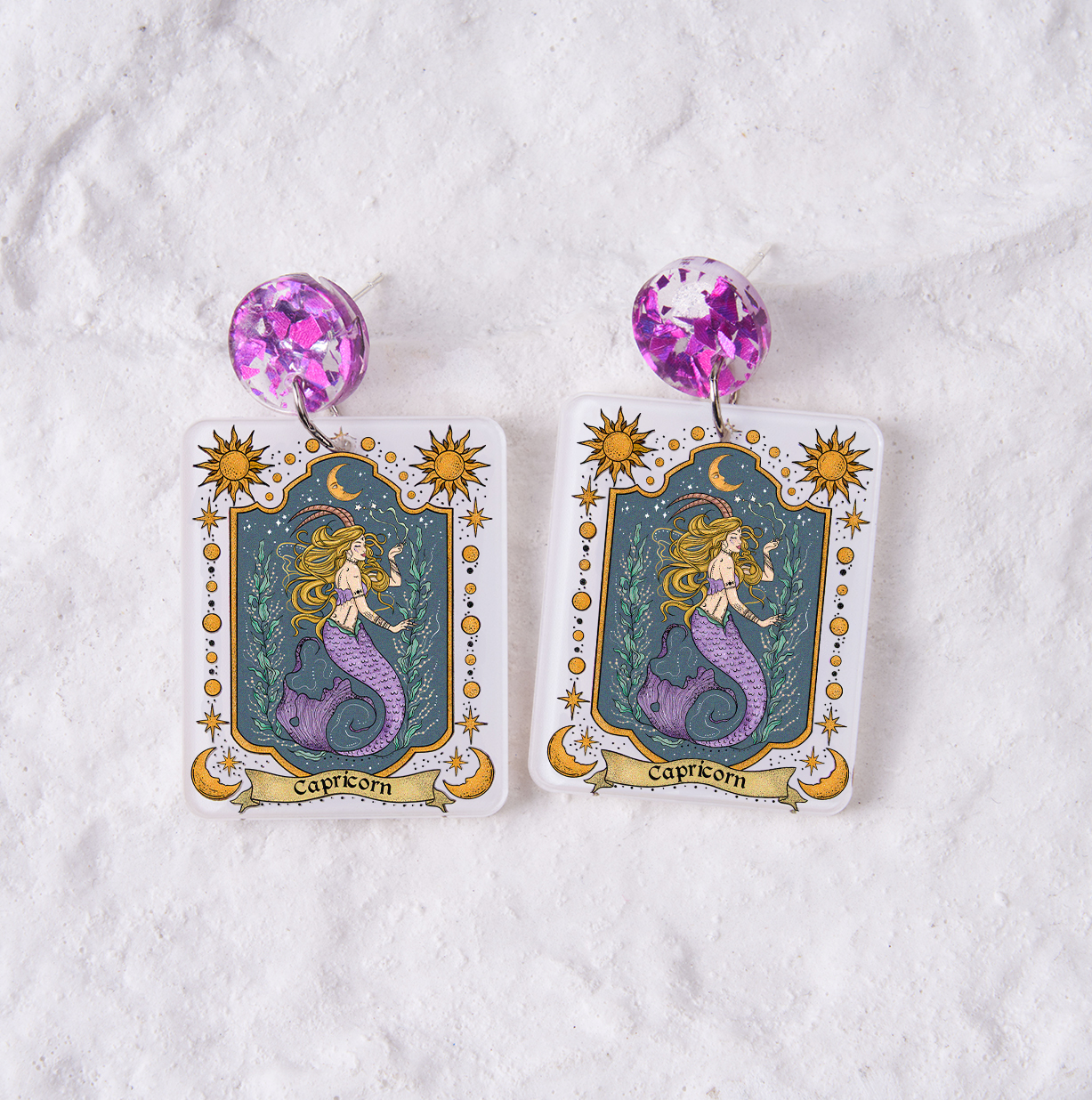 Purplehecate Capricorn Zodiac Acrylic Earrings