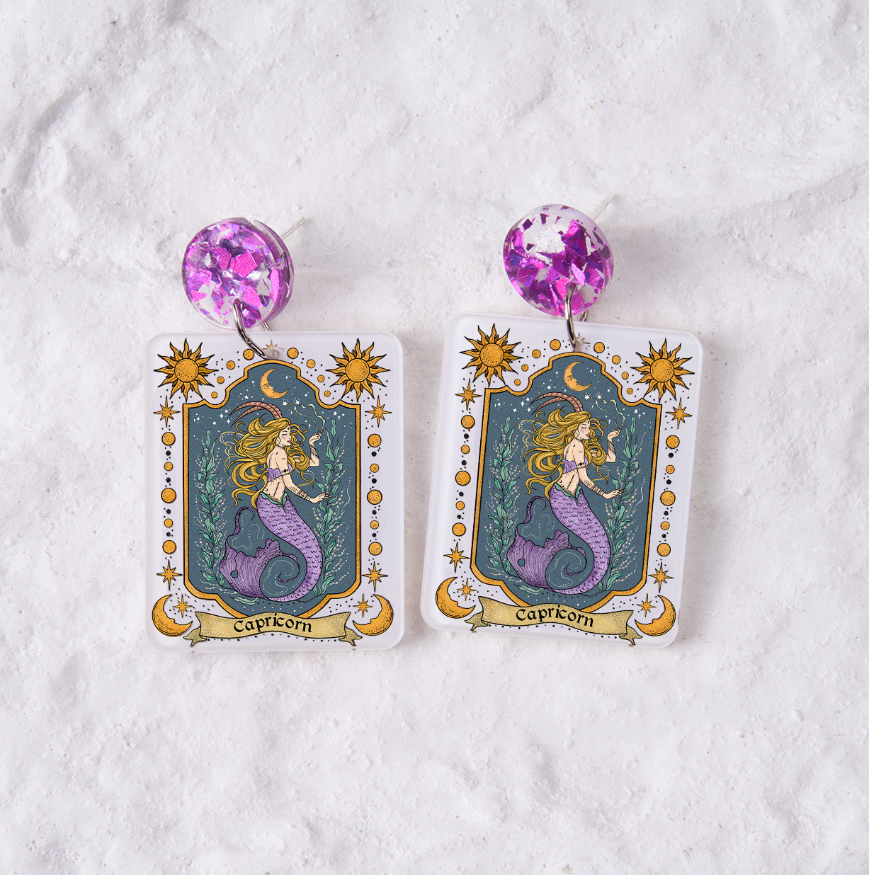 Magic Purplehecate Capricorn Zodiac Acrylic Earrings