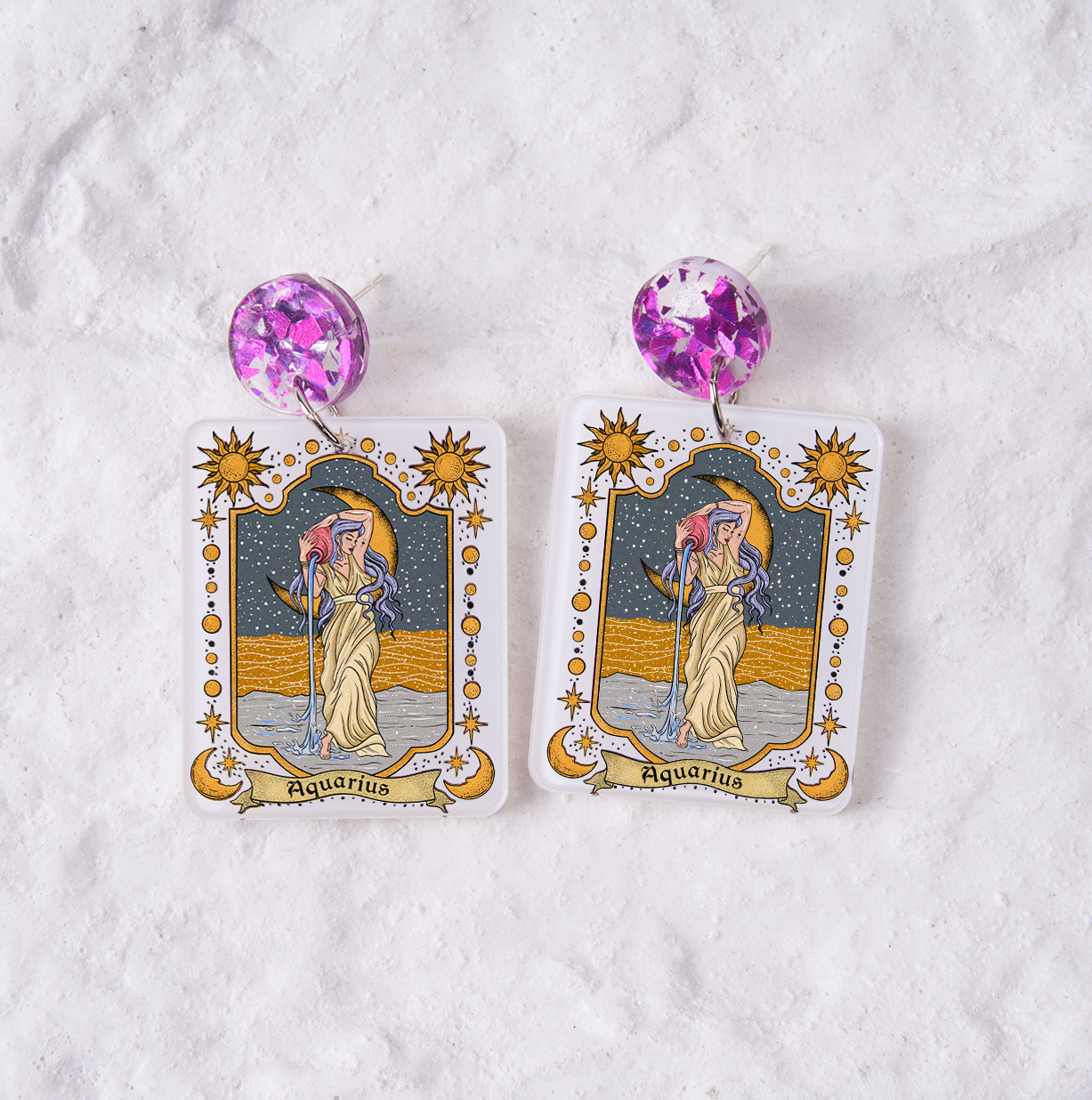 Purplehecate Aquarius Zodiac Acrylic Earrings