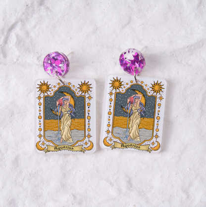 Purplehecate Aquarius Zodiac Acrylic Earrings