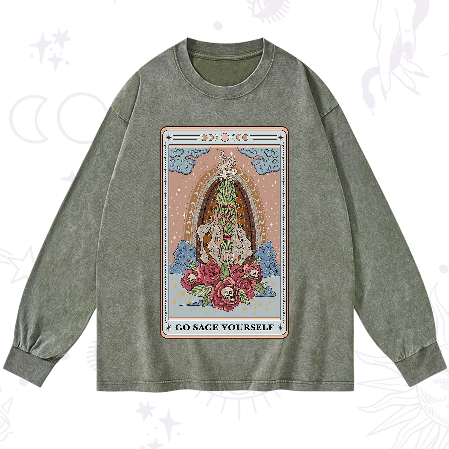 Purplehecate The Go Sage Yourself Tarot Washed Long Sleeve Shirt