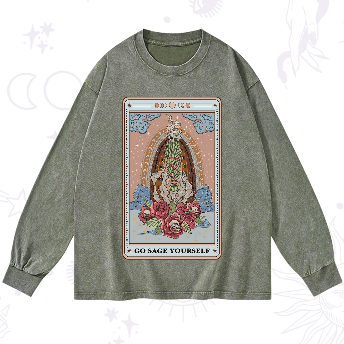 Purplehecate The Go Sage Yourself Tarot Washed Long Sleeve Shirt