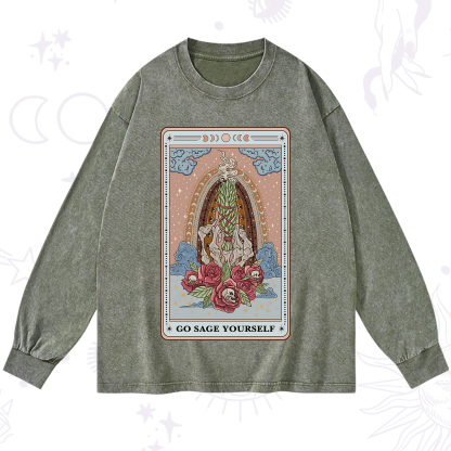 Purplehecate The Go Sage Yourself Tarot Washed Long Sleeve Shirt