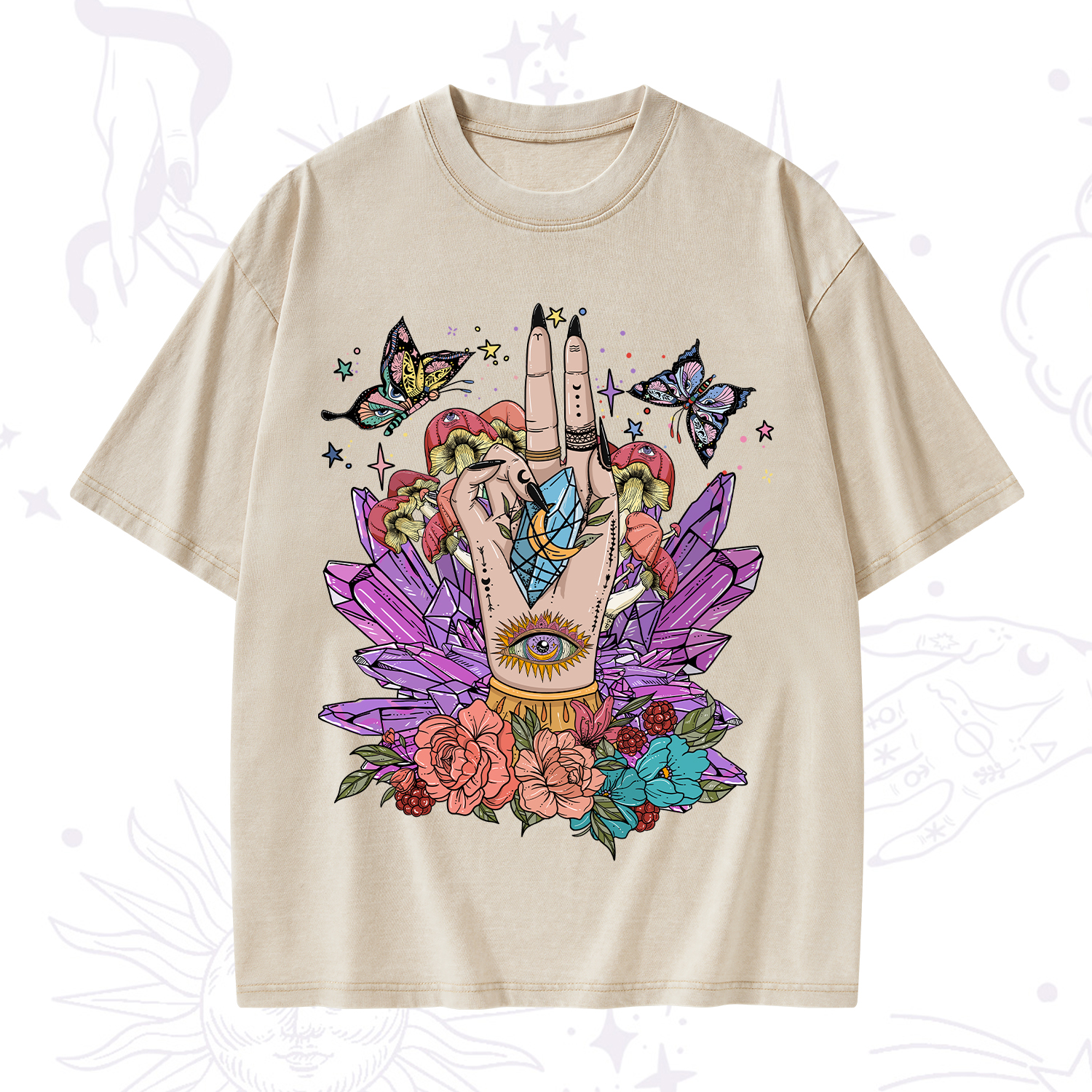 Purplehecate Mystic Crystal Divination Washed T-Shirt