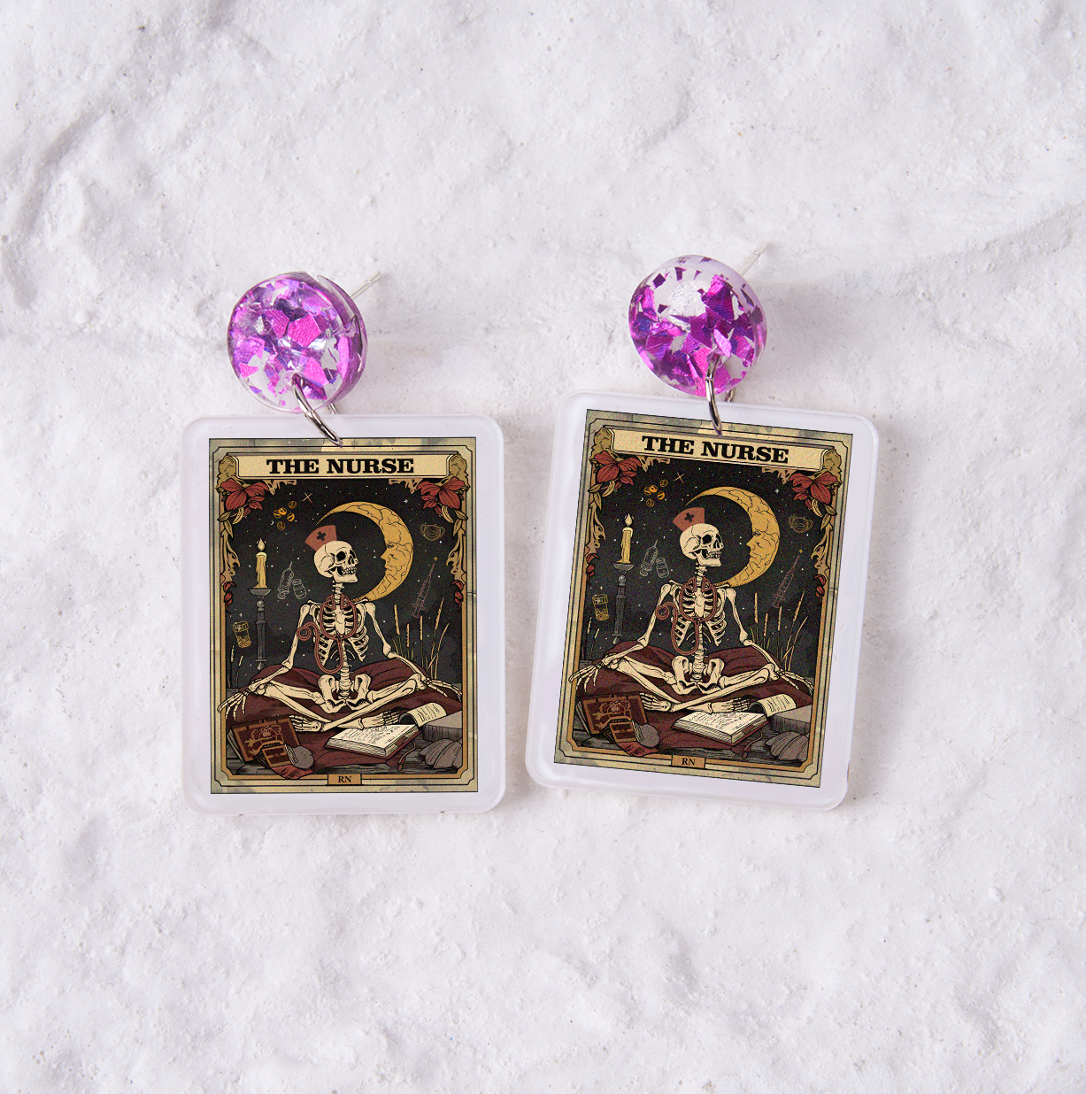 Magic Purplehecate The Nurse Tarot Card Acrylic Earrings