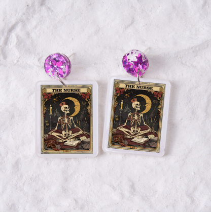 Purplehecate The Nurse Tarot Card Acrylic Earrings