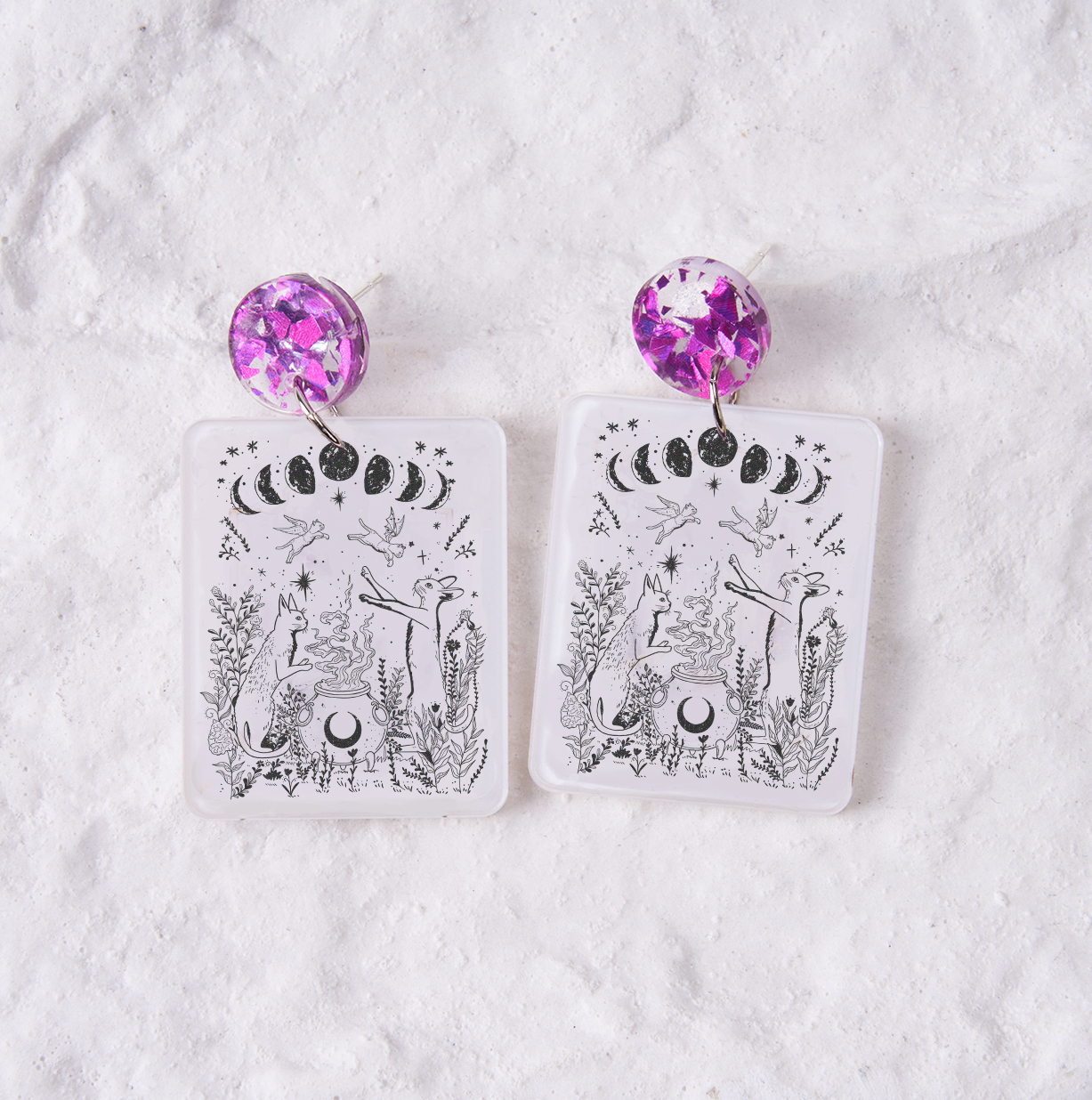 Purplehecate Celestial Cat Acrylic Earrings