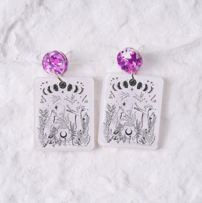 Purplehecate Celestial Cat Acrylic Earrings