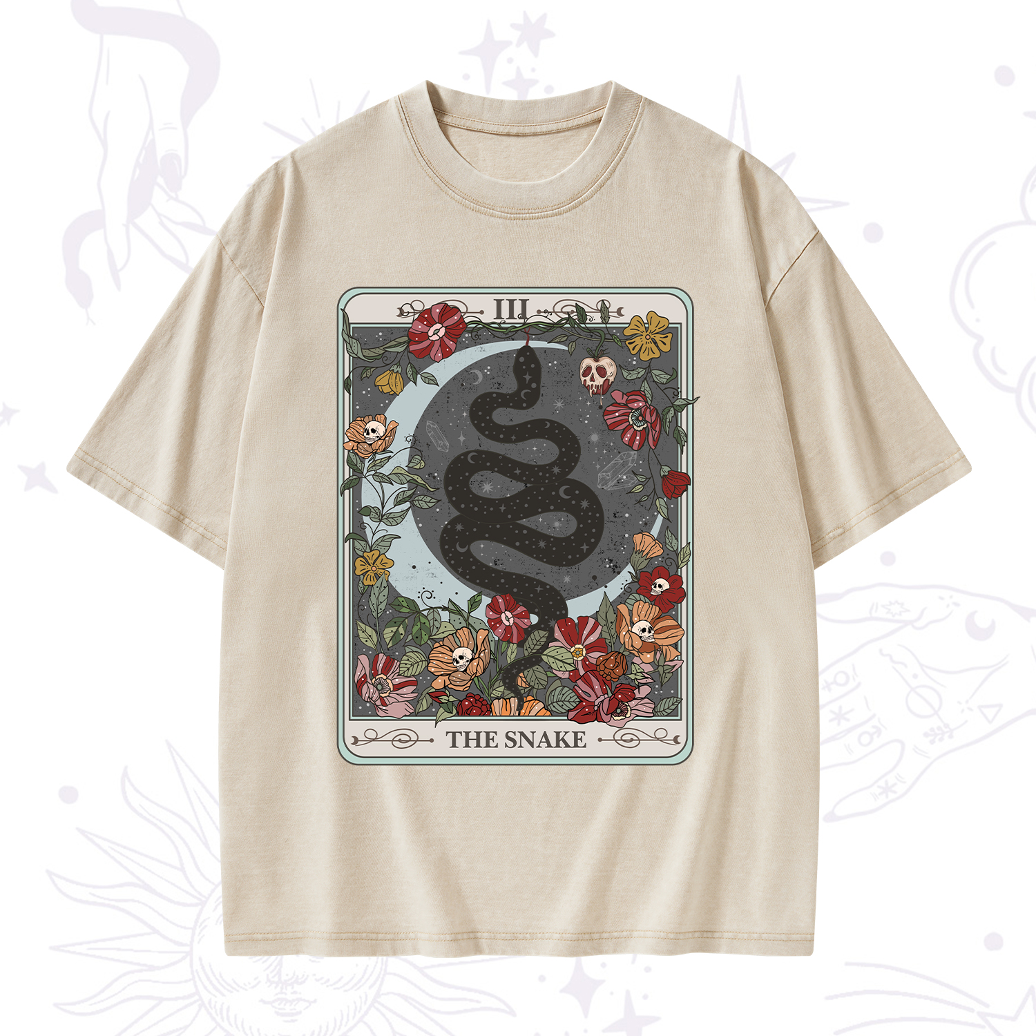 Purplehecate The Snake Tarot Washed T-Shirt