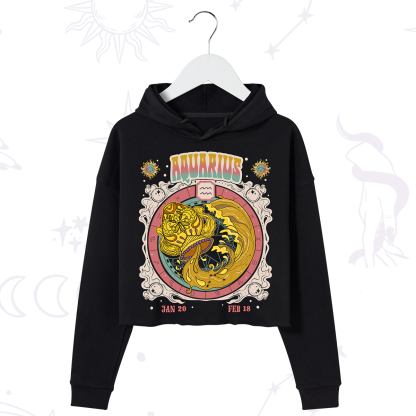 Purplehecate Aquarius Cosmic Zodiac Crop Hoodie