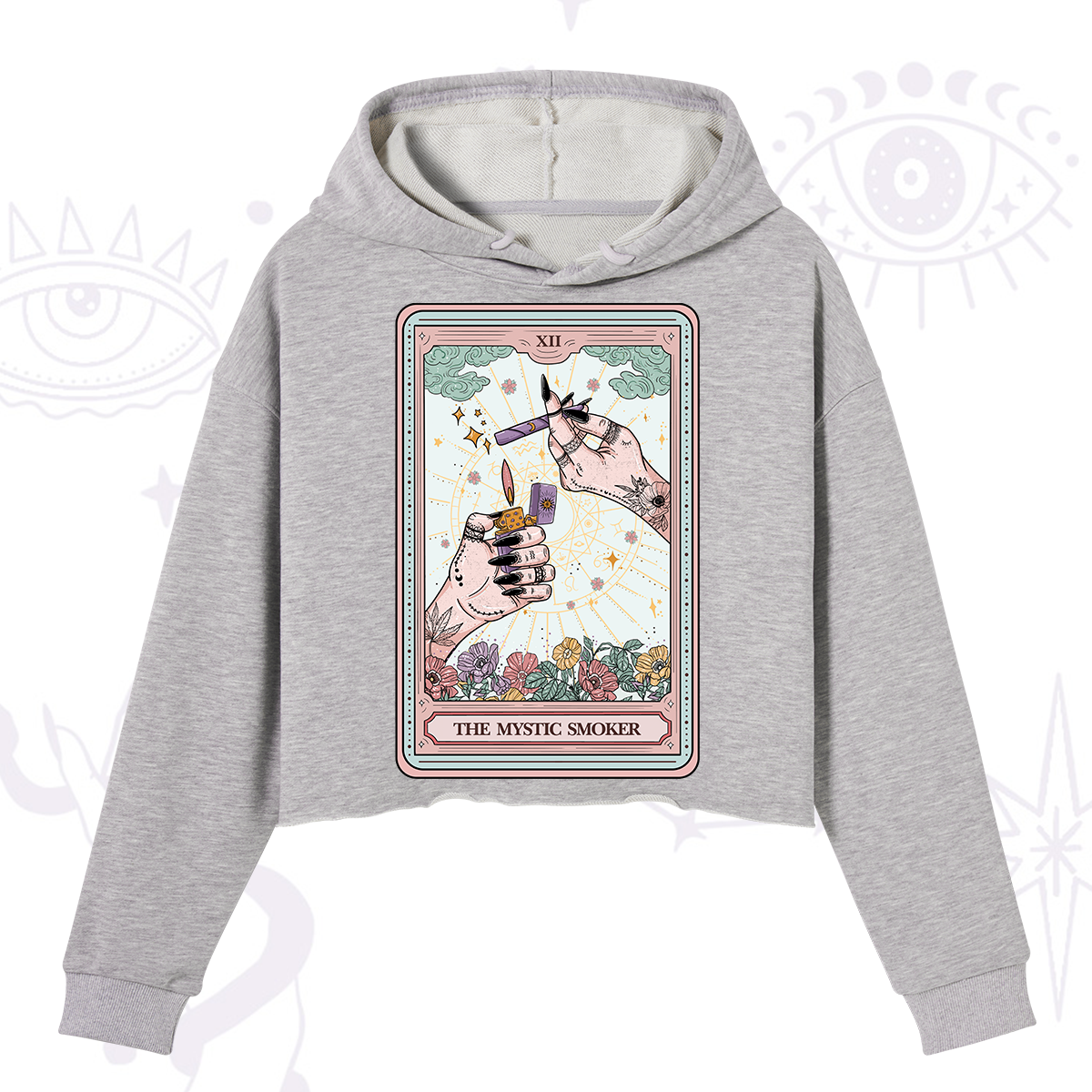 Purplehecate The Mystic Smoker Tarot Card Crop Hoodie
