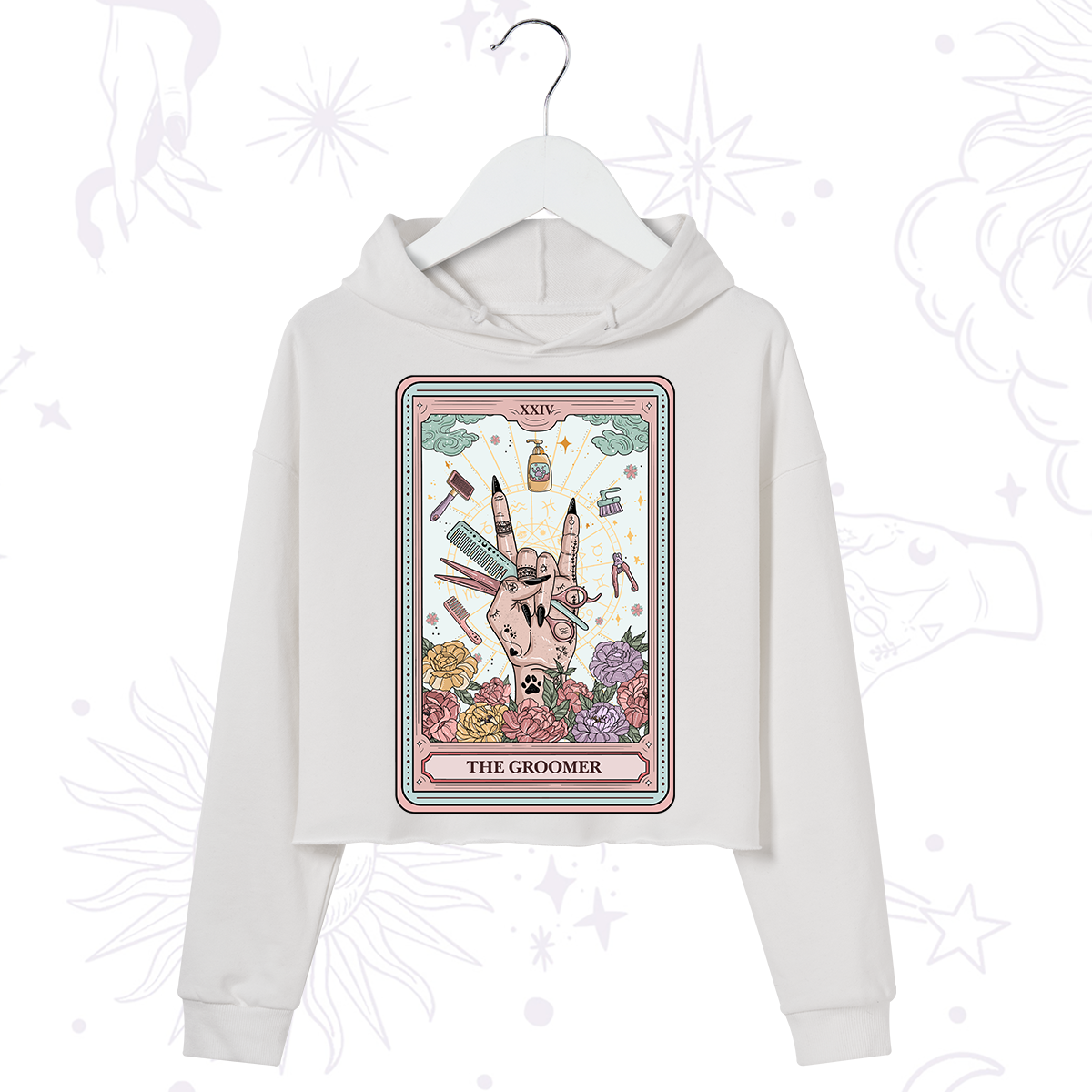 Purplehecate The Pet Groomer Tarot Card Crop Hoodie