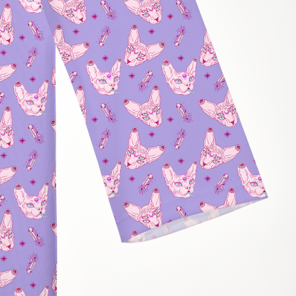 Purplehecate Mystical Sphynx Cat Beachwear Cover-Up Dress