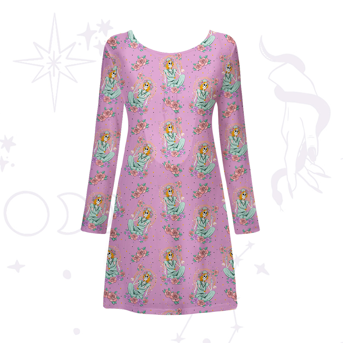 Purplehecate The Skeleton Nurse Beachwear Cover-Up Dress