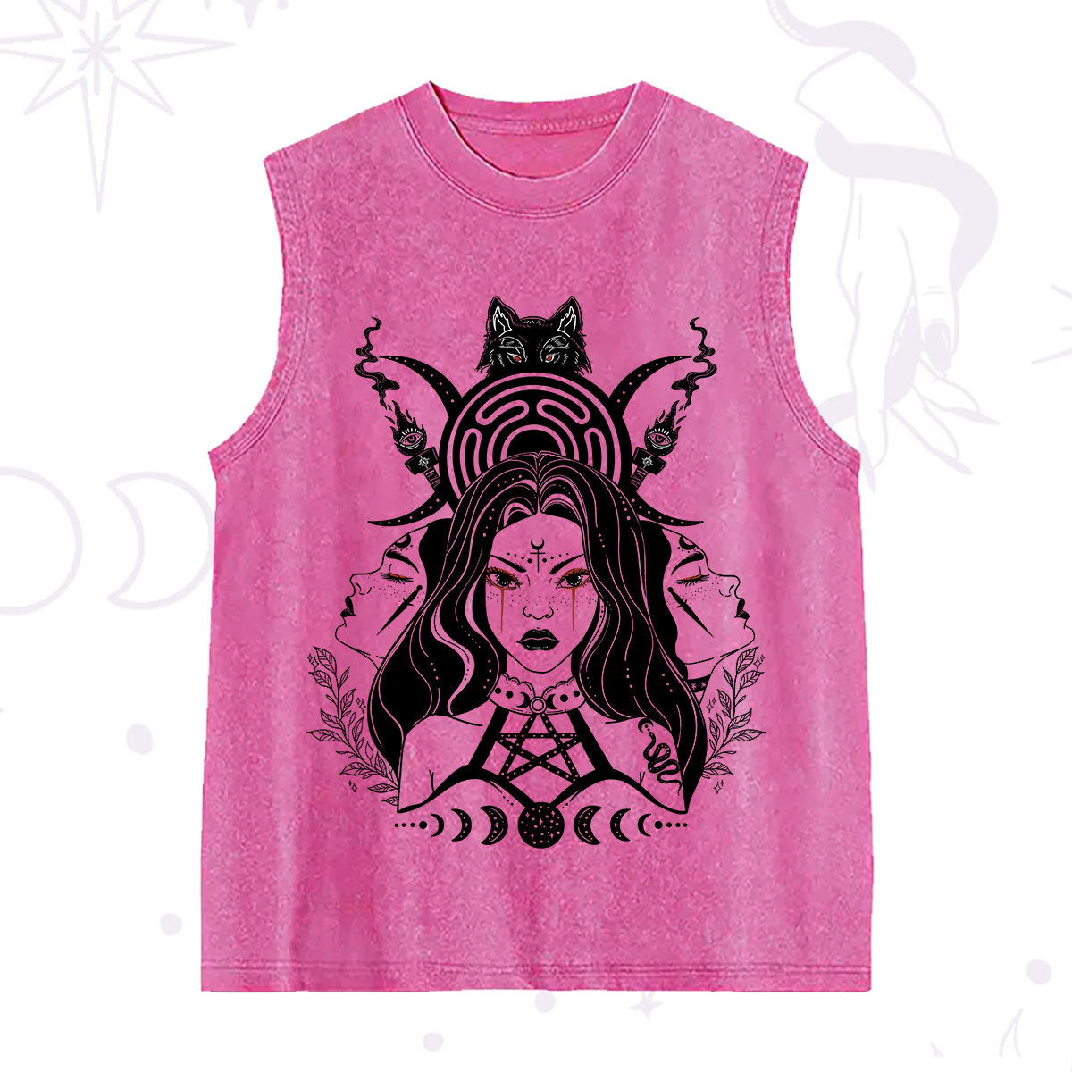 Purplehecate The Triple Moon Goddess Hecate Washed Tank