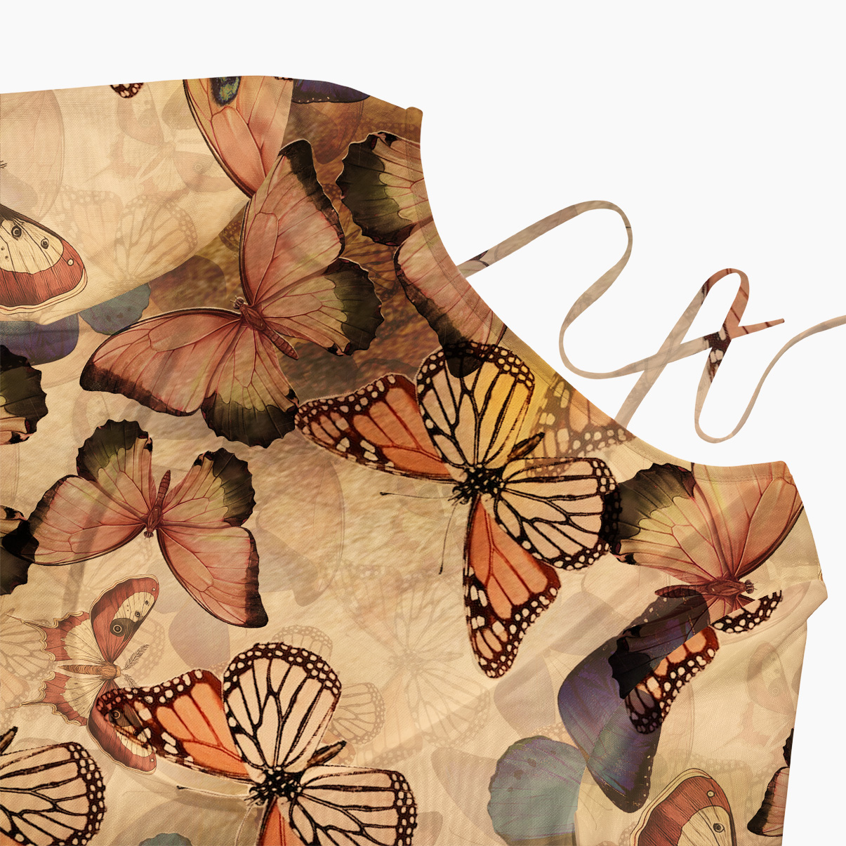 Purplehecate Monarch Butterfly Print Beachwear Cover-Up Dress