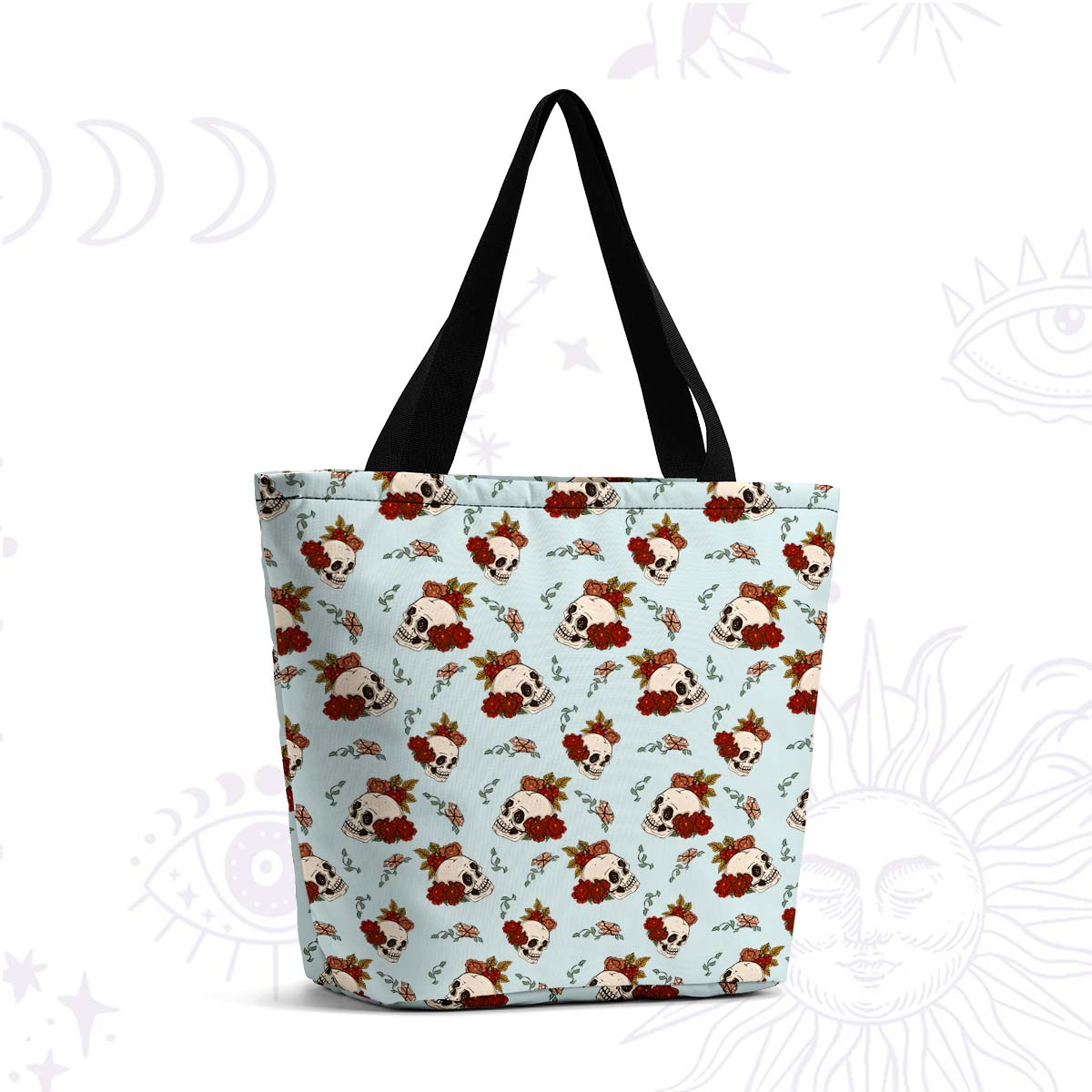 Purplehecate Flowers and Bones Tote Shopping Bag
