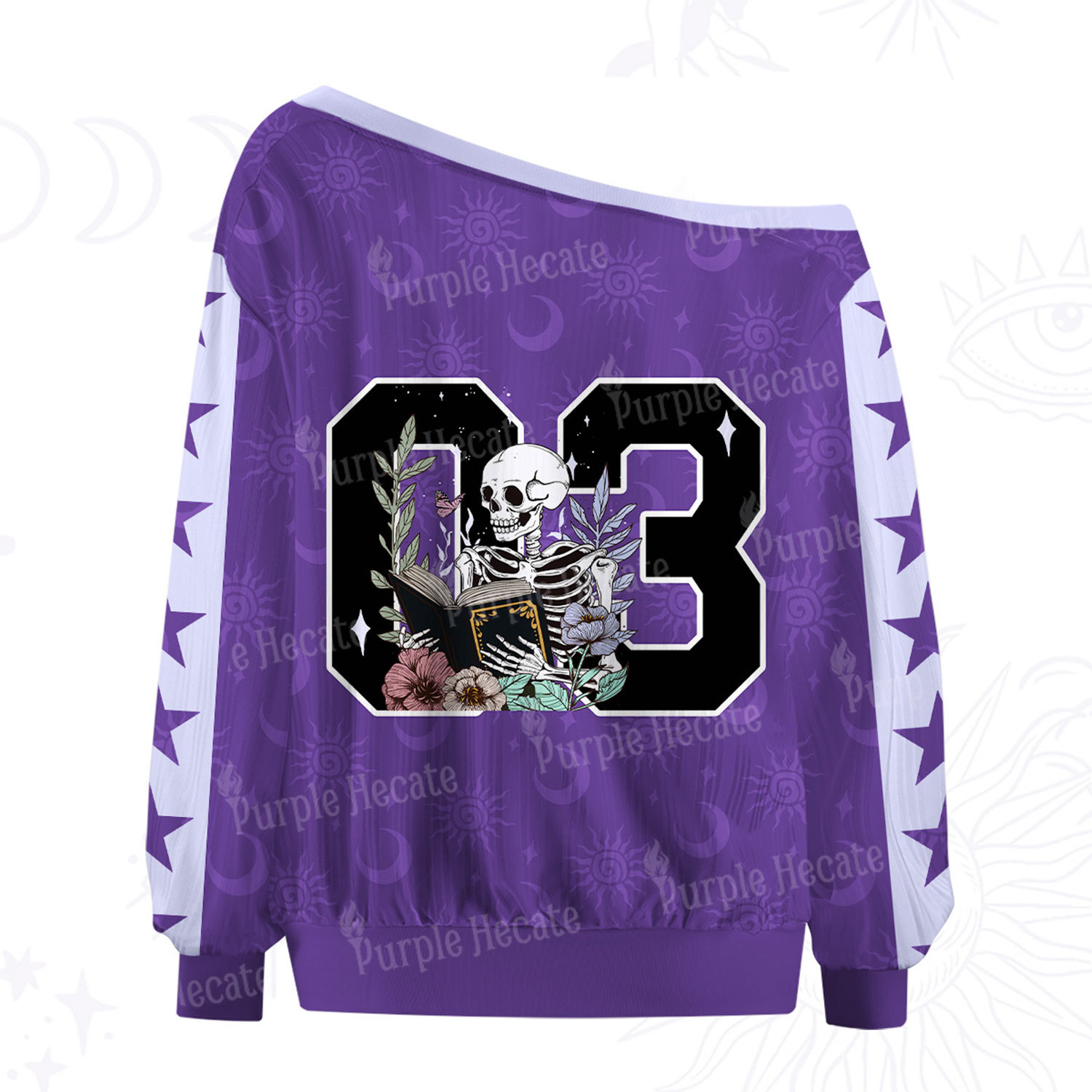 Purplehecate The Reader Skeleton Off The Shoulder Graphic Jersey
