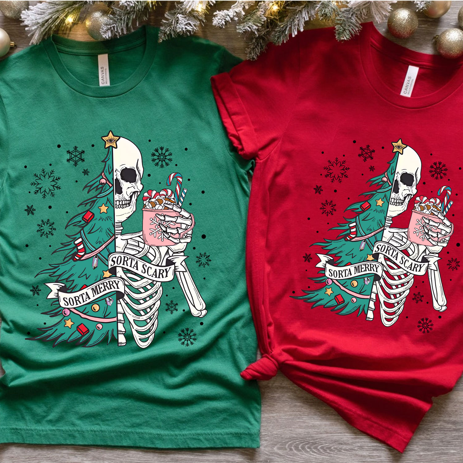 Purplehecate Sorta Merry Sorta Scary Christmas Family Matching T-Shirts