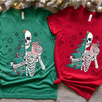 Purplehecate Sorta Merry Sorta Scary Christmas Family Matching T-Shirts