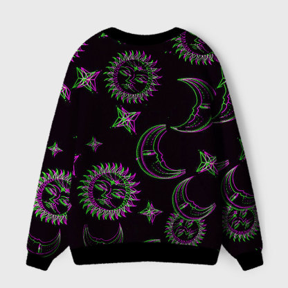 Purplehecate Neon Moon Magic Ugly Cardigan Sweaters