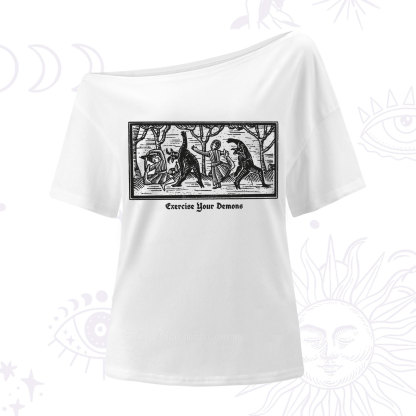 Purplehecate Exercise Your Demons One Shoulder T-Shirt