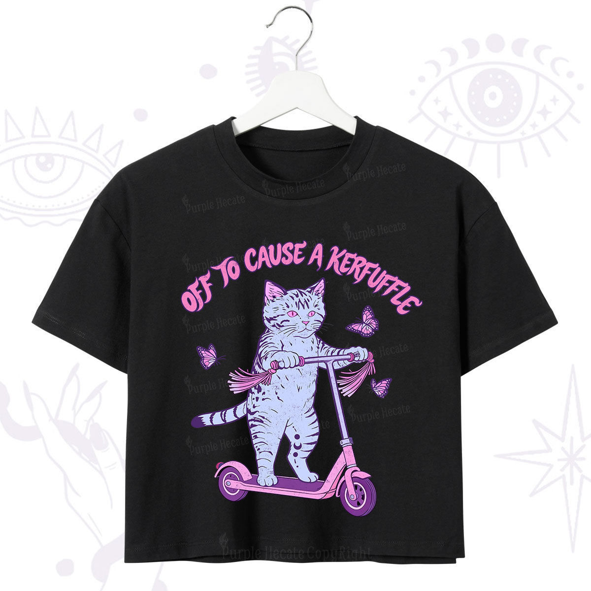 Purplehecate Off To Cause A Kerfuffle Cat Crop T-Shirt