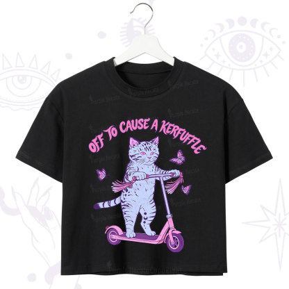 Purplehecate Off To Cause A Kerfuffle Cat Crop T-Shirt
