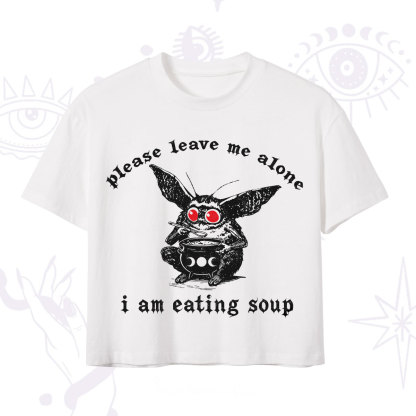 Purplehecate Mothman Eating Soup Crop T-Shirt