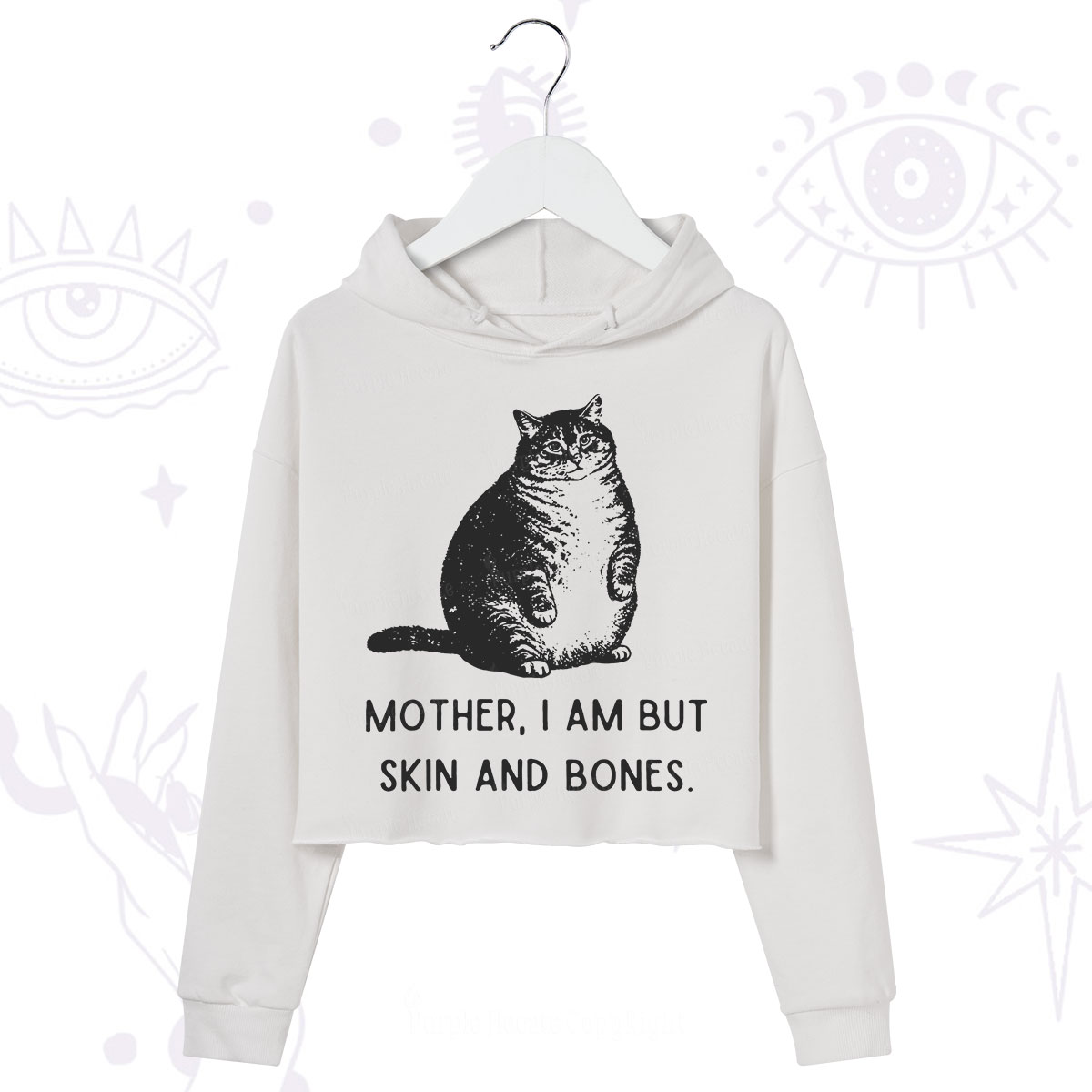 Purplehecate Cat Mother I Am But Skin And Bones Crop Hoodie