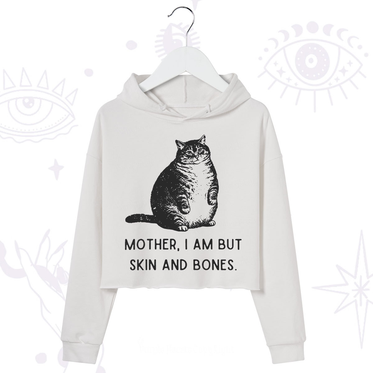 Purplehecate Cat Mother I Am But Skin And Bones Crop Hoodie