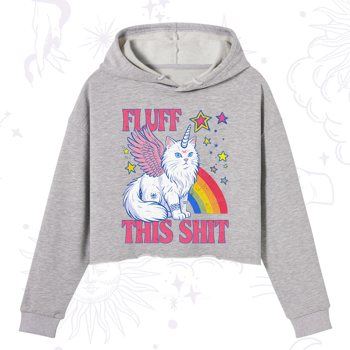 Purplehecate Fluff This Sh*t Cat Crop Hoodie