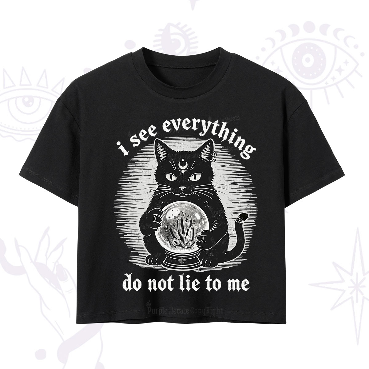 Purplehecate All Seeing Cat Crop T-Shirt