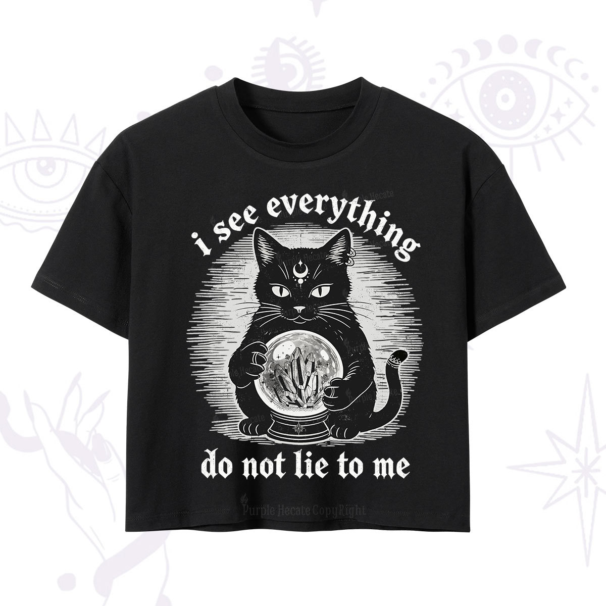 Purplehecate All Seeing Cat Crop T-Shirt