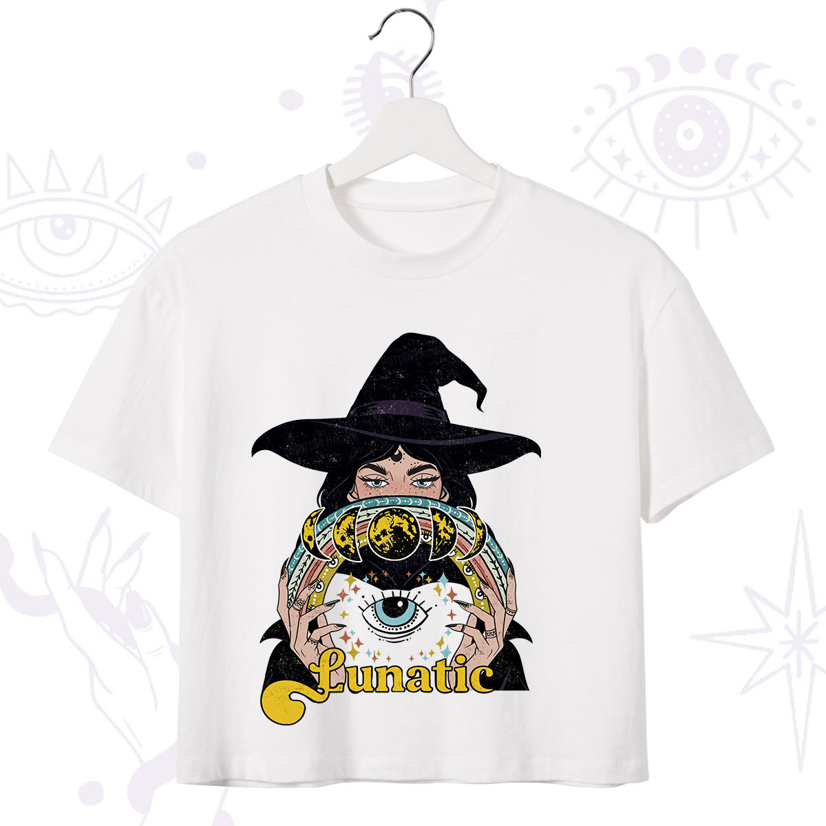 Purplehecate Witch of the Lunatic Moon Phase Crop T-Shirt