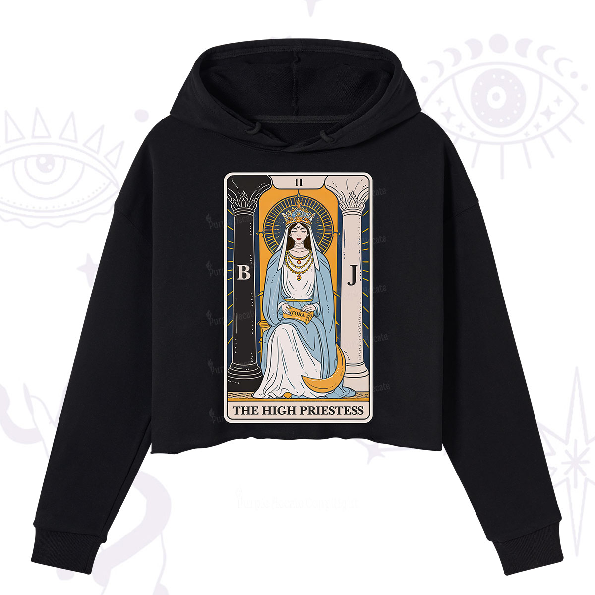 Purplehecate The High Priestess Tarot Card Crop Hoodie