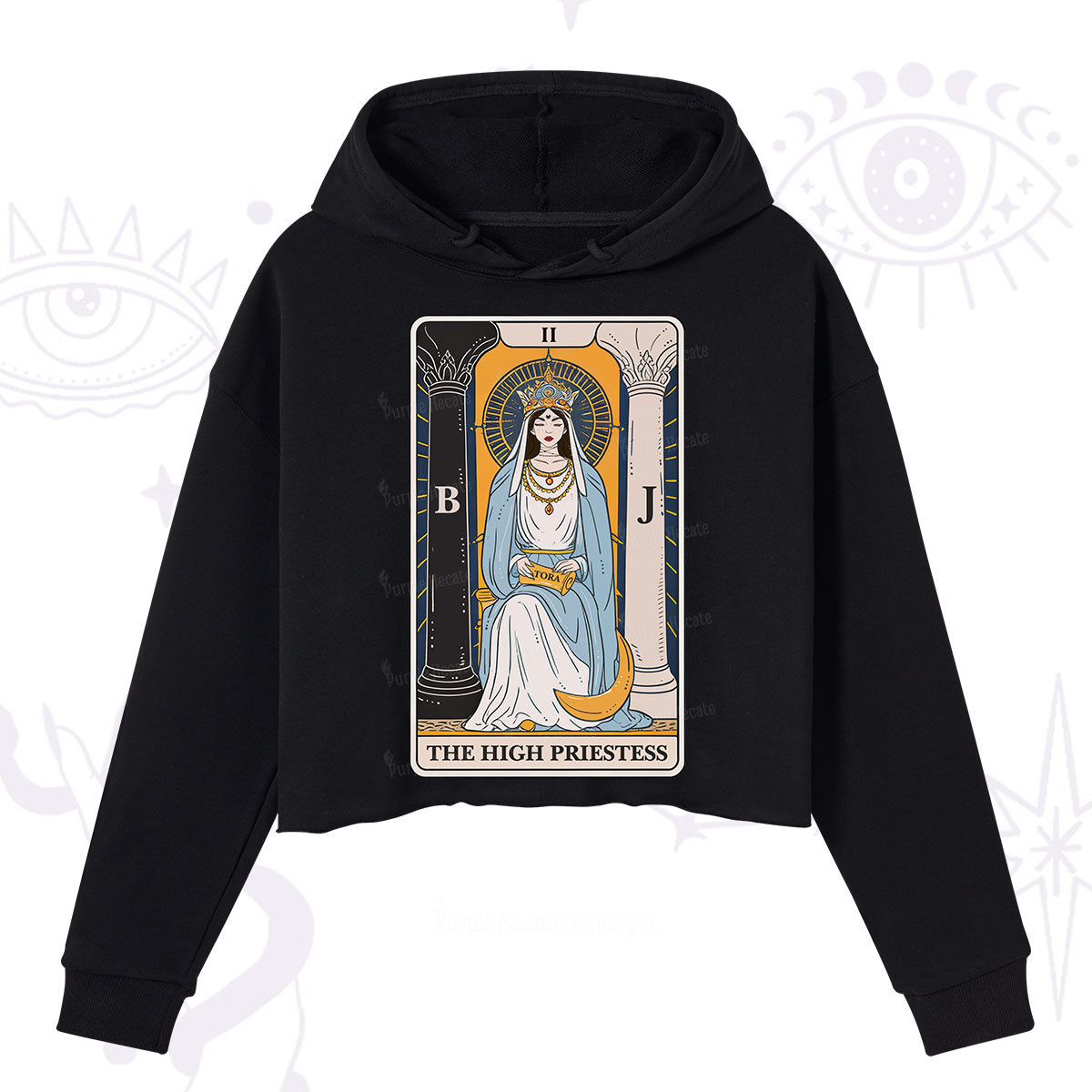 Purplehecate The High Priestess Tarot Card Crop Hoodie