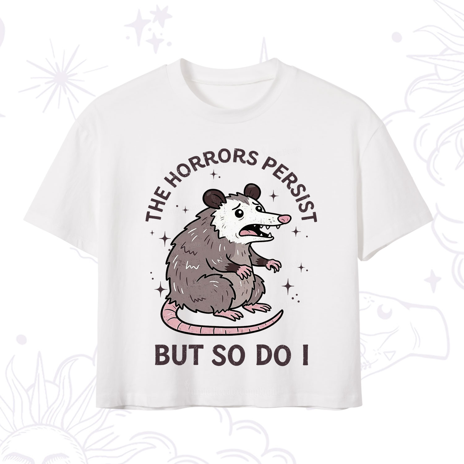 Purplehecate The Horrors Persist But So Do I Opossum Crop T-Shirt