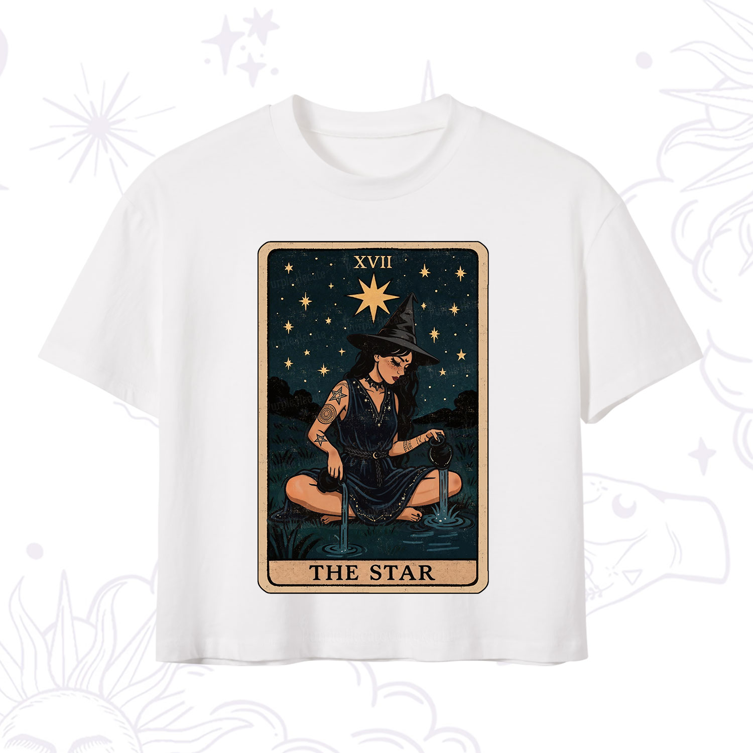 Purplehecate The Star Witch Tarot Crop T-Shirt
