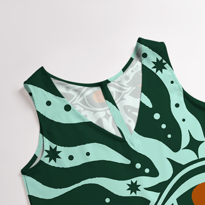 Purplehecate Green Vision Illusion Wide Leg Jumpsuit