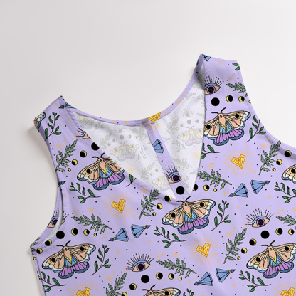 Purplehecate Luna Moth Witch Wide Leg Jumpsuit