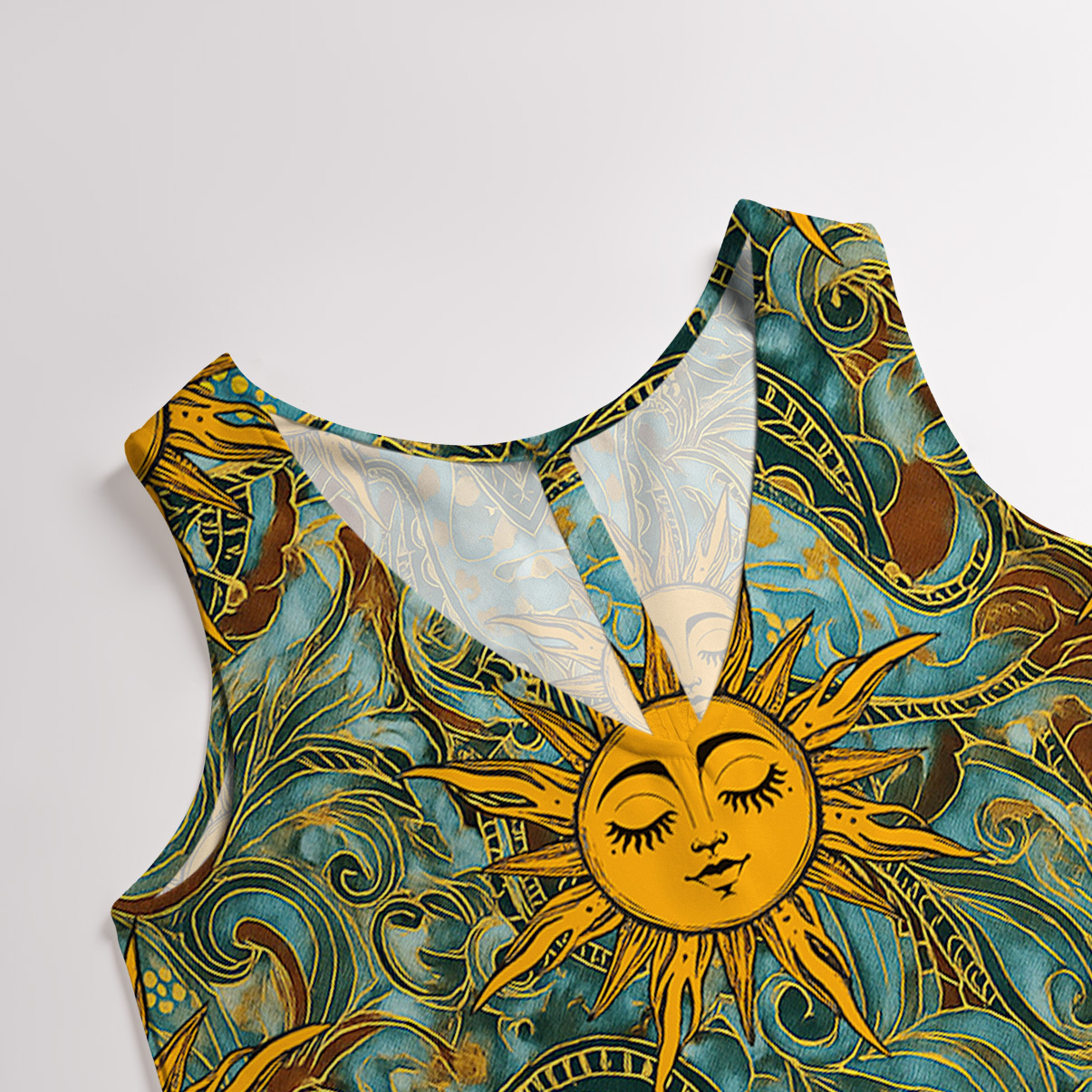 Purplehecate Golden Sun Wheel Wide Leg Jumpsuit