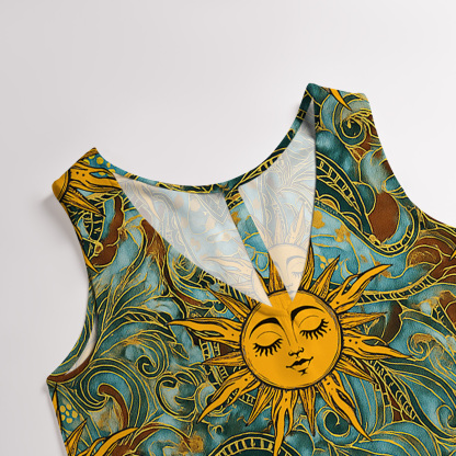 Purplehecate Golden Sun Wheel Wide Leg Jumpsuit