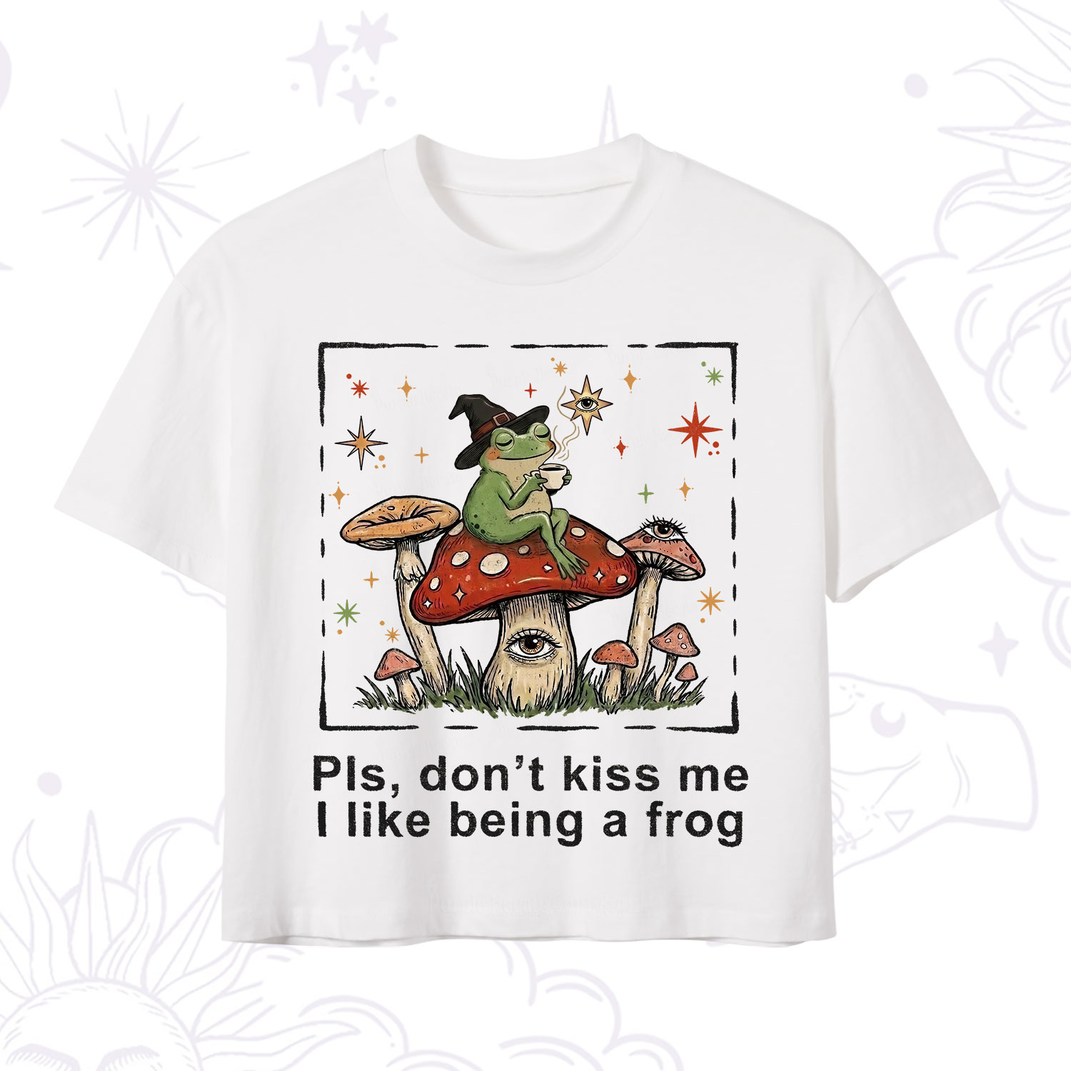 Purplehecate Please Don't Kiss Me I like Being A Frog Crop T-Shirt