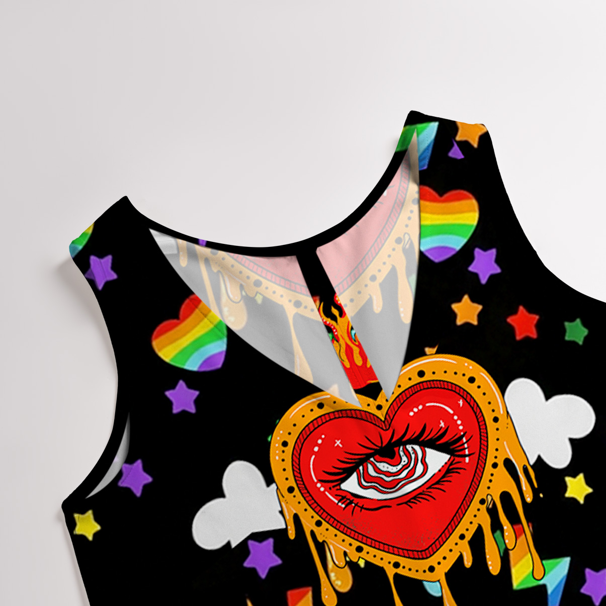 Purplehecate Rainbow Sacred Heart All Seeing Eye Pride Wide Leg Jumpsuit
