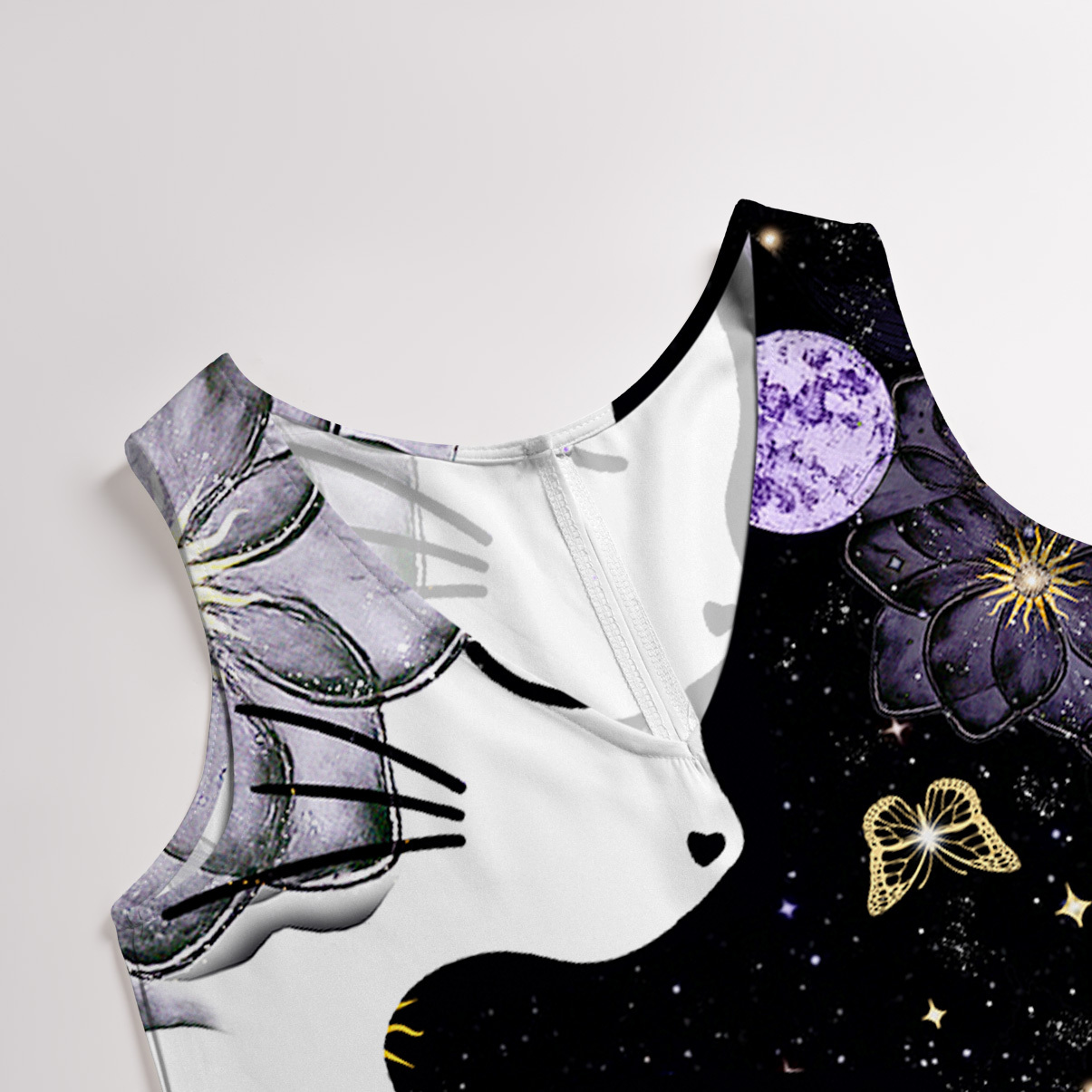 Purplehecate Starlit Cats & Butterflies Wide Leg Jumpsuit