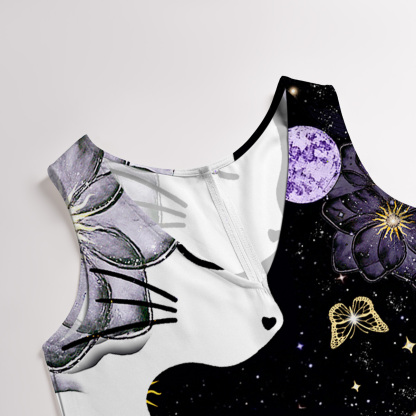 Purplehecate Starlit Cats & Butterflies Wide Leg Jumpsuit
