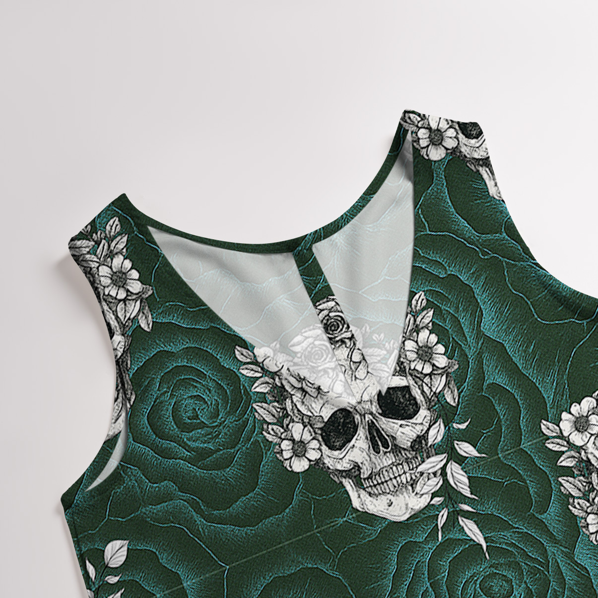 Purplehecate Rose Skull Wide Leg Jumpsuit